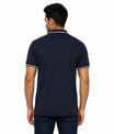 Navy Blue T-Shirt With Collar & Sleeve White Tipping