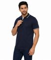 Navy Blue T-Shirt With Collar & Sleeve White Tipping