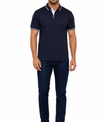 Navy Blue T-Shirt With Collar & Sleeve White Tipping