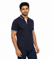 Navy Blue T-Shirt With Collar & Sleeve White Tipping