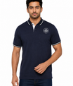 Navy Blue T-Shirt With Collar & Sleeve White Tipping